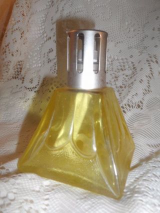 Vintage Canary Yellow Glass Lampe Berger Paris Fragrance Oil Lamp W/silver Top