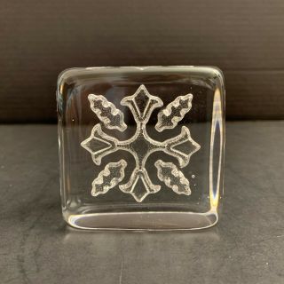 Vintage Hadeland Norway Crystal Snowflake Paperweight With Box