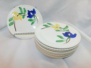 Vintage Blue Ridge Pottery Set 10 Hand Painted Carnival Bread Butter Plate Usa