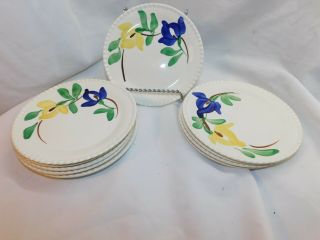 Vintage Blue Ridge Pottery Set 10 Hand Painted Carnival Bread Butter Plate USA 3