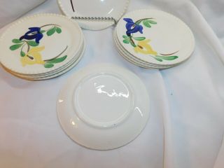 Vintage Blue Ridge Pottery Set 10 Hand Painted Carnival Bread Butter Plate USA 4