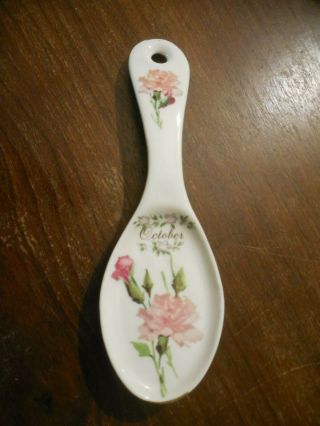 Royal Norcrest Floral " October " Spoon Rest Wall Spoon England 7 " Vintage