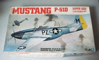 Vintage Mpc 1:24 Big Scale P 51 Mustang Model Kit