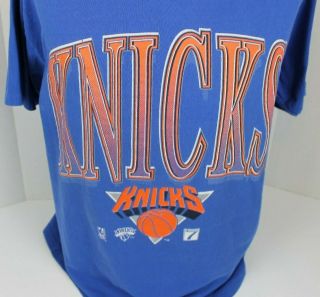 Vintage York Knicks Logo 7 Nba Basketball Mens T - Shirt Size Large L Blue