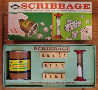 Vintage Scribbage Word Game 1963 By Lowe No.  954 Complete