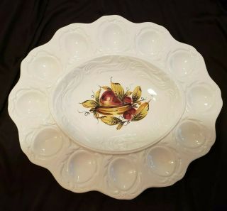 Deviled Egg Platter Large Italian Vintage Oval Egg Tray Ceramic 14 X 12