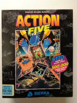 Action Five Vintage Sierra 5.  25 " Floppy Disk Video Game Silpheed Thexder Zeliard