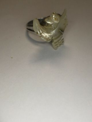 Vintage Handmade Sterling Silver Ring With Bird Design Carved From Shell Sz6 2