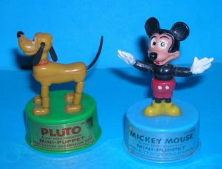 Mickey Mouse Pluto - Walt Disney Push Puppet Press Up Wakouwa Toy - Vintage