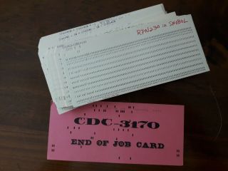 Vintage Computer Job SNOBOL 103 Punch Cards Program software CDC 3170 RARE 2