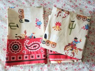 Vintage Cowboy Rodeo Twin Bed Sheets Set Dan Rivers: Flat Fitted 2 Pillowcases
