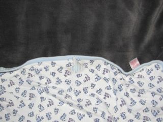 Vintage Gymboree White Gray Blue Baby Boy Train Stripe Receiving Blanket FLAW 2