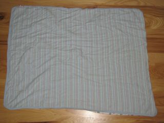 Vintage Gymboree White Gray Blue Baby Boy Train Stripe Receiving Blanket FLAW 4