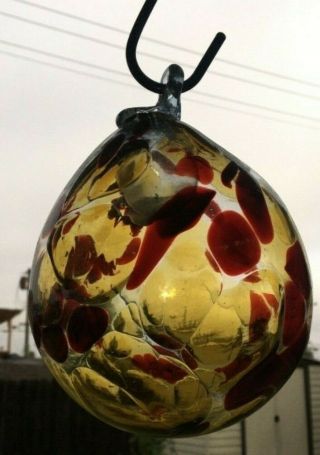 Vintage Gorgeous Stain Glass Hummingbird Feeder Outdoor Decor Bird Art