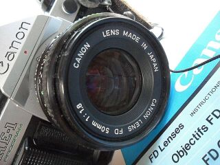 Vintage Canon AE - 1 Program SLR Camera w/ 50mm 1.  8,  Toyo Telephoto Vivitar 3500 5