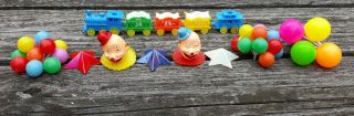 Vintage Clown Circus Train Balloons Stars Cake Toppers Decorations Balloons Cute
