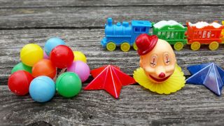 Vintage Clown Circus Train Balloons Stars Cake Toppers Decorations Balloons Cute 2