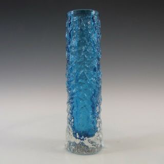 Whitefriars/baxter Vintage Kingfisher Blue Glass Textured Bark Vase