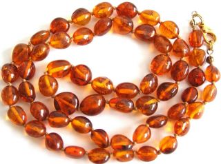 Vintage 1960s Baltic Amber Nugget Bead Necklace - 60 Cms