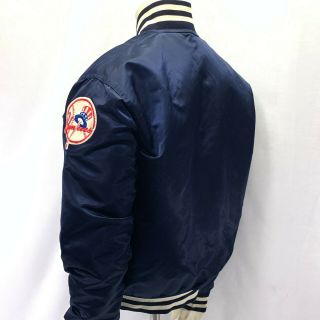 Vintage Offically Licensed STARTER NY Yankees Snap Button Satin Jacket Blue L 5