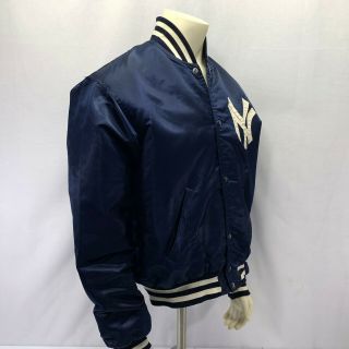 Vintage Offically Licensed STARTER NY Yankees Snap Button Satin Jacket Blue L 8