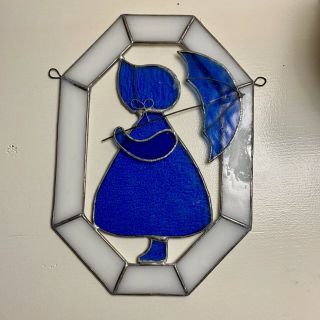 Vintage Stained Glass Wall Hanging Window Catcher Girl 9”