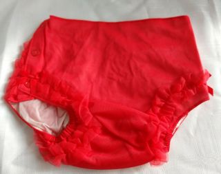 Vintage Alexis Red Rubber Waterproof Baby Pants Diaper Cover Size XL 25 - 32 Lbs 3