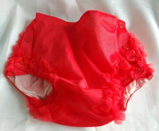 Vintage Alexis Red Rubber Waterproof Baby Pants Diaper Cover Size XL 25 - 32 Lbs 5