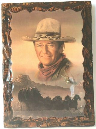 Vintage John Wayne The Duke Wood Frame Painting 7 Clock Father Day Gift