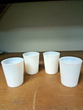 Vtg Set Of 4 Opalescent White Milk Glass 3 - 1/2 " Juice Tumbler Unbranded