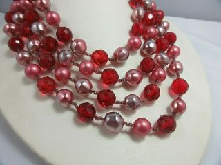 Vintage 4 Multi Strand Beaded Glass And Pearl Necklace 16  Mavella "