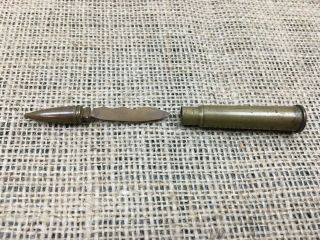 Vintage Wwii Trench Art Kukri Sword Letter Opener Bullet Shell Casing
