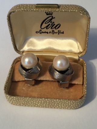Vintage Ciro Faux Pearl Clip Earrings