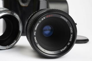 Rare Canon FD 50mm F3.  5 Macro Lens - Complete w/ LS Adapter,  Shade,  Caps & Case 3