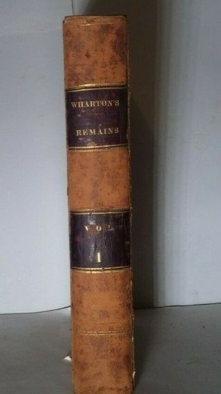 Rare Old " The Remains Of The Rev.  Charles Wharton " Vol.  1 1834 G.  W.  Doane