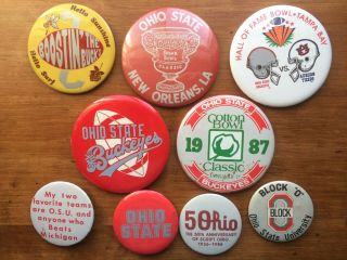 Vintage 1970s - 90s Ohio State University Buckeyes Football Button Pins (9)