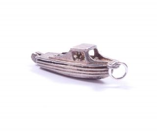 Vintage Charm Speedboat Opens To Captain Nautical 925 Sterling Silver 4.  1g