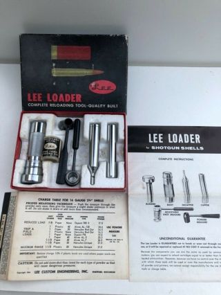 Vintage Lee Loader 16 Ga.  /16 Gauge 2.  75 ",  Complete W/ Instructions