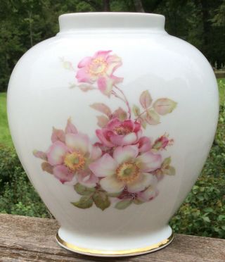 Gerold Porcelain E&r Vtg.  Wild Rose Floral Vase Jar Shabby Chic Decor W.  Germany