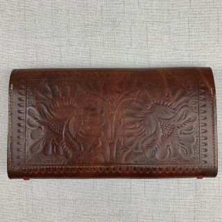 Vintage Tooled Leather Fly Wallet - 2 Pouches With Felt Pages - Fly Fishing 4