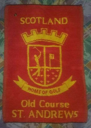 Vintage Red Scotland Old Course St Andrews Golf Towel Made In Uk