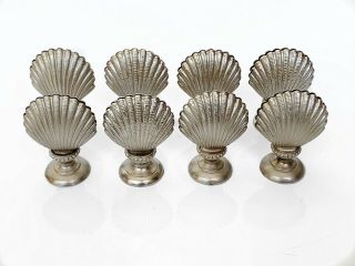 Vintage Scallop Sea Shell Silver Place Card Holders Set Of 8 Made In Italy Gumps
