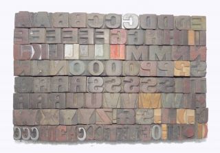 107 Piece Vintage Letterpress Wood Wooden Type Printing Blocks 16 M.  M.  Bc - 3095