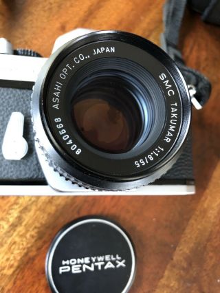 PENTAX SPOTMATIC F 35mm Camera Asahi SMC Takumar 55mm 1:1.  8 Lens N. 6