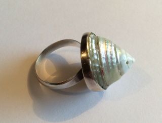 Vintage Sterling Silver And Iridescent Shell Ring