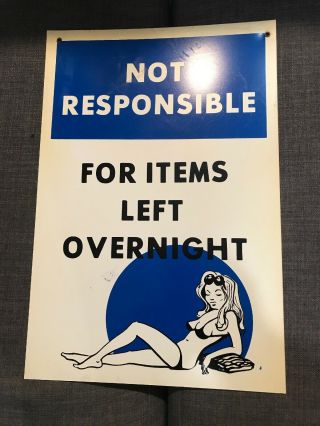 Vintage Swimming Pool Rules Sign Not Responsible For Items Left Overnight