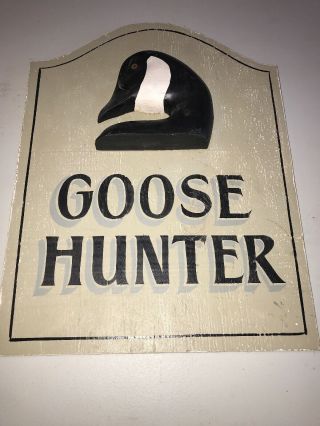 Vintage Signed Art Boxleitner “goose Hunter” Wood Sign Carved Decoy Duck