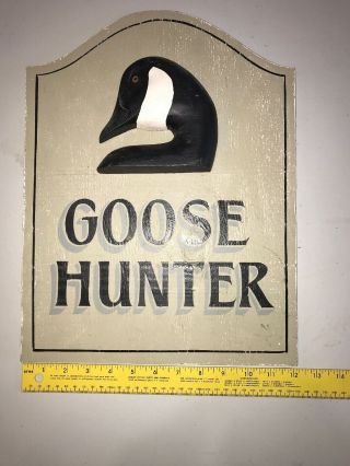 Vintage Signed Art Boxleitner “Goose Hunter” Wood Sign Carved Decoy Duck 6