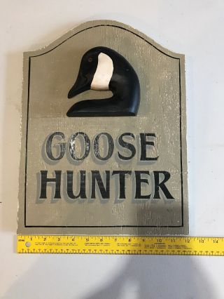 Vintage Signed Art Boxleitner “Goose Hunter” Wood Sign Carved Decoy Duck 7