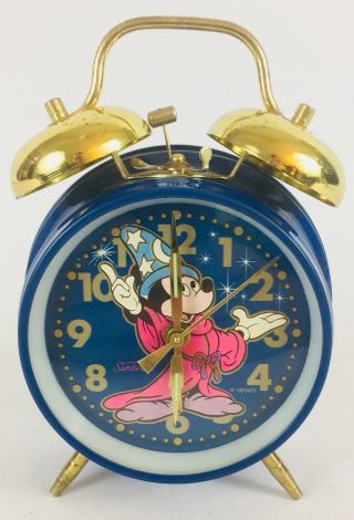 Vintage Sunbeam Disney Fantasia Mickey Mouse Wind - Up Alarm Clock Not